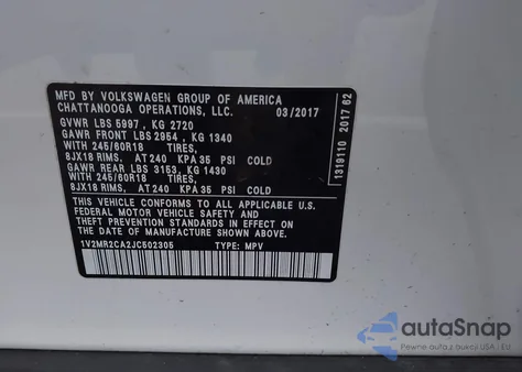 2018 Volkswagen Atlas 3.6L V6 Sel from USA, damaged, VIN 1V2MR2CA2JC502305